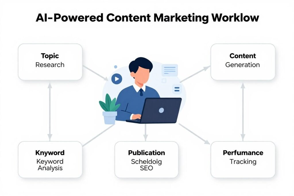 AI content creation workflow from research to publication