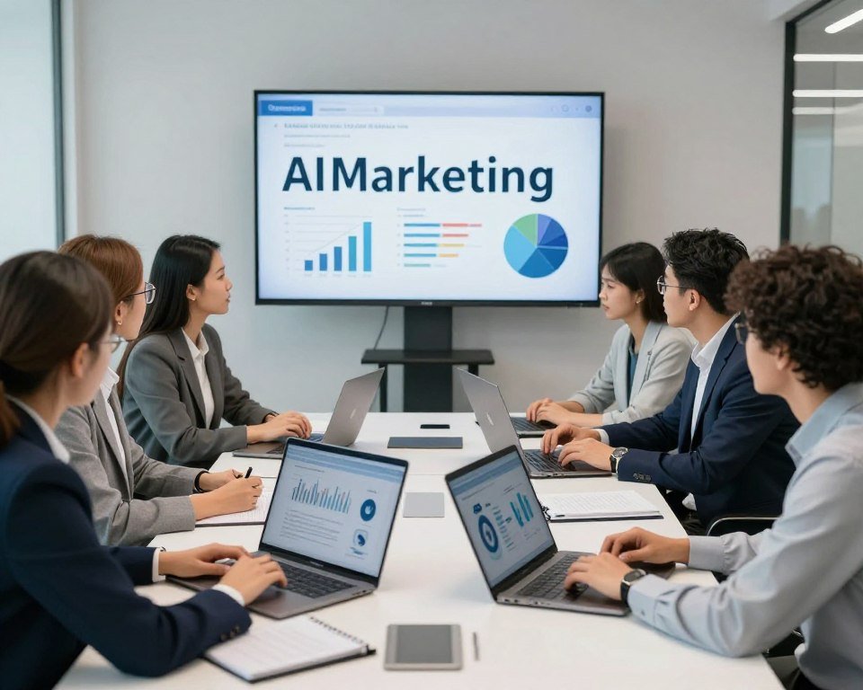 AI marketing agency team collaborating on strategy