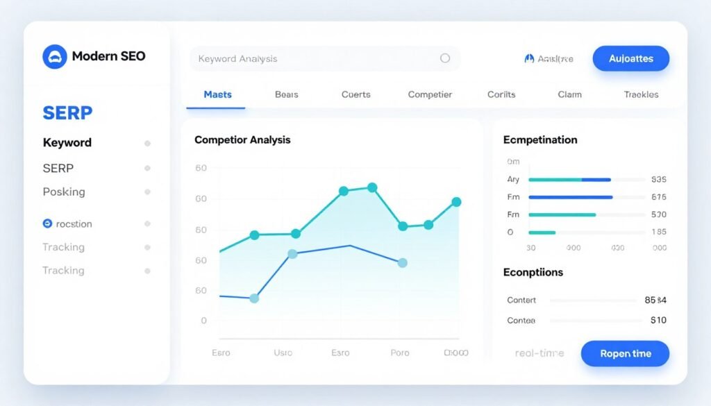 AI-powered SEO tools analyzing website performance and rankings