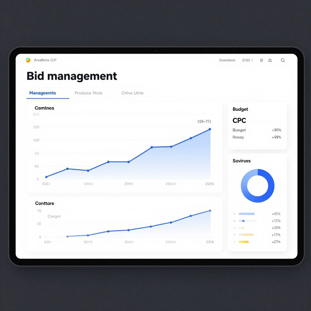 Bidding strategy dashboard with cost metrics and performance data