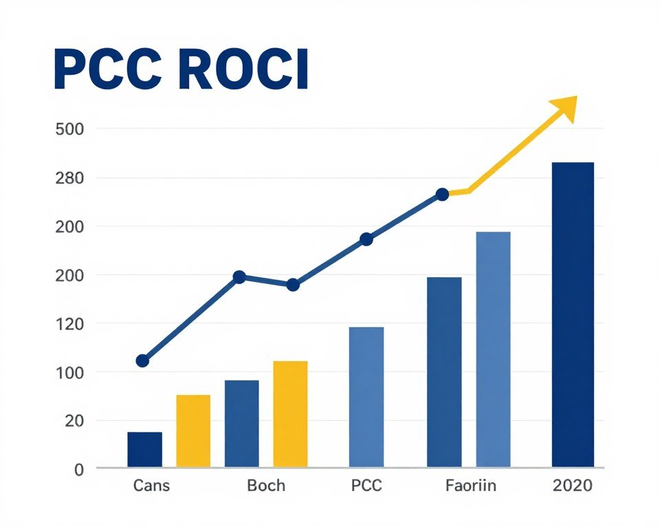 Business growth chart showing PPC ROI improvement