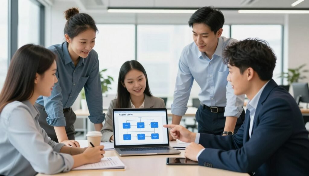 Business team planning AI agent project