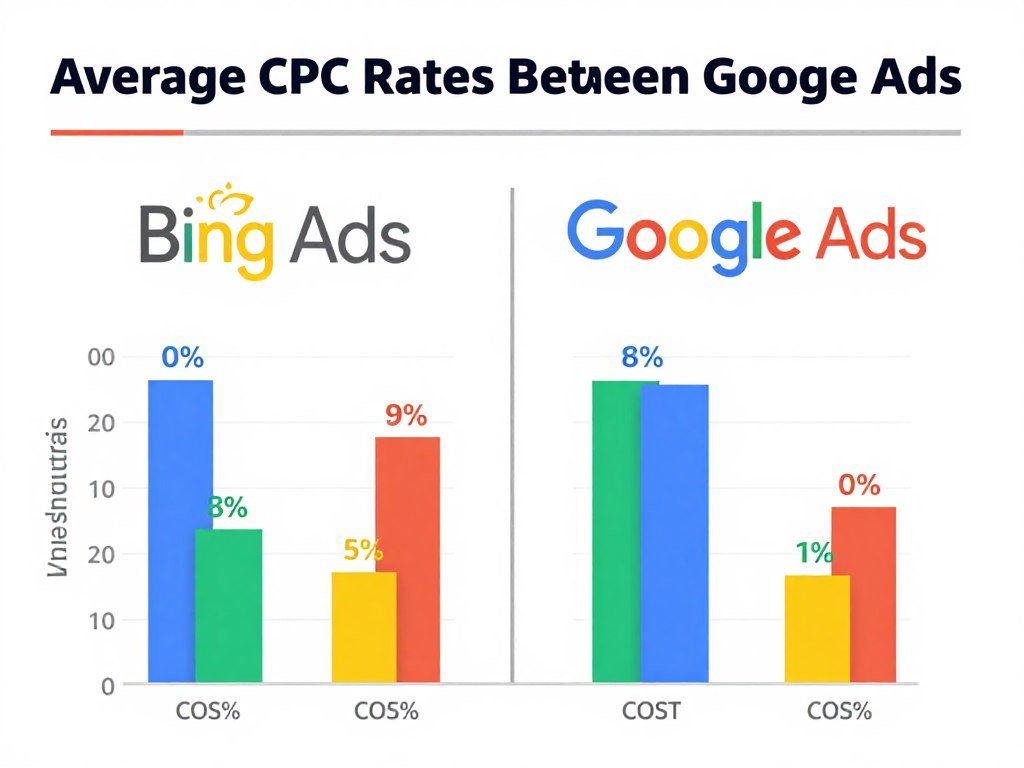 Comparison chart showing Bing ads cost per click versus competitor platforms