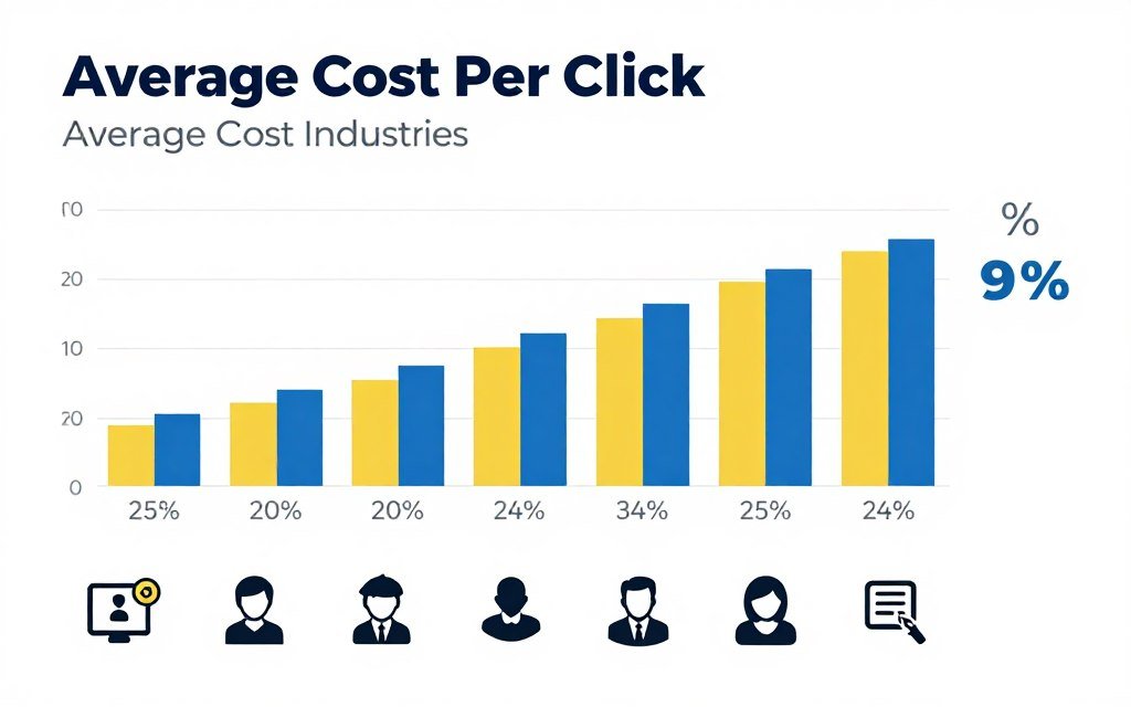 Cost comparison chart showing CPC rates across different industries