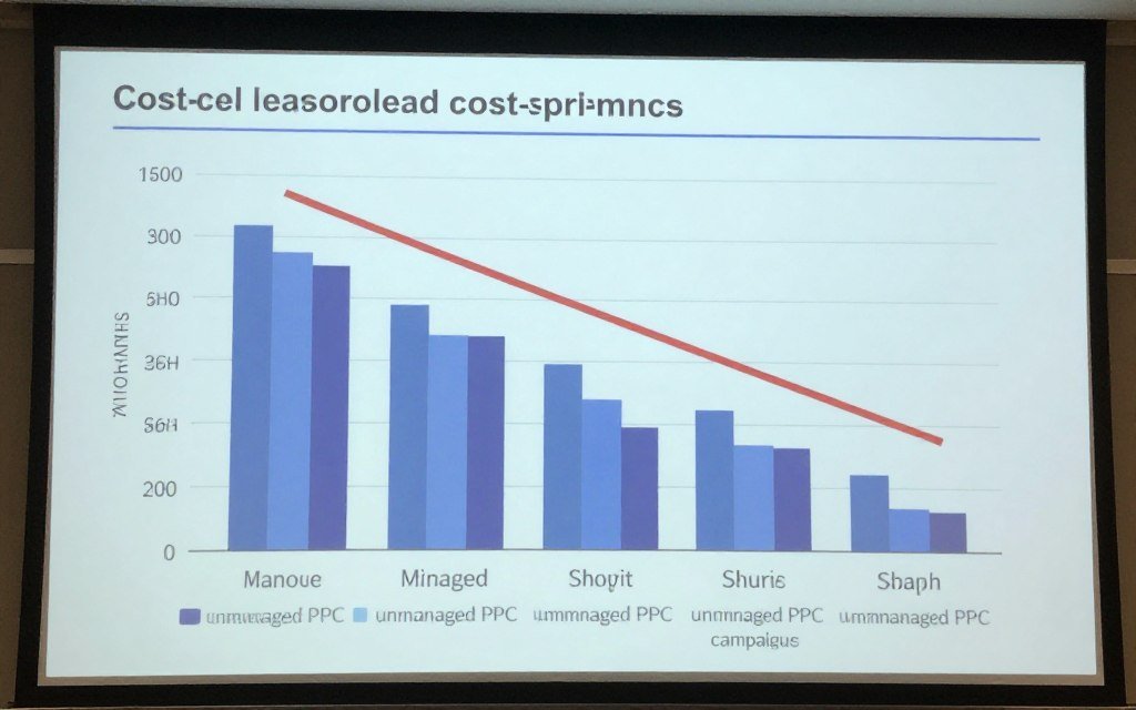 Cost reduction chart showing PPC management results