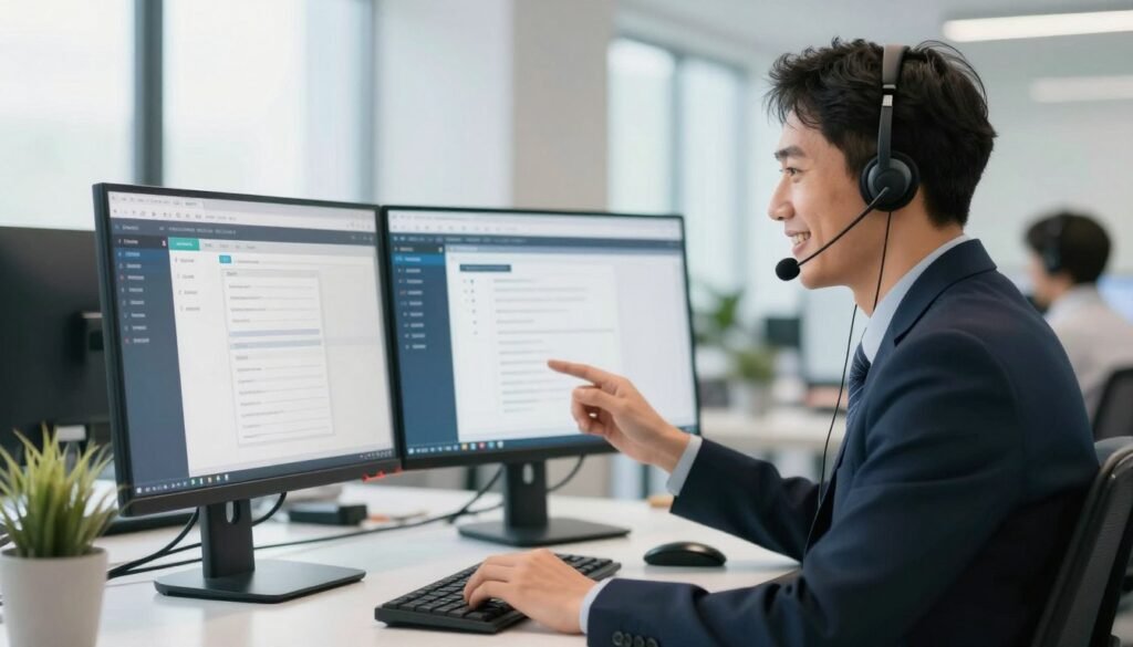 Customer service representative answering local advertising questions