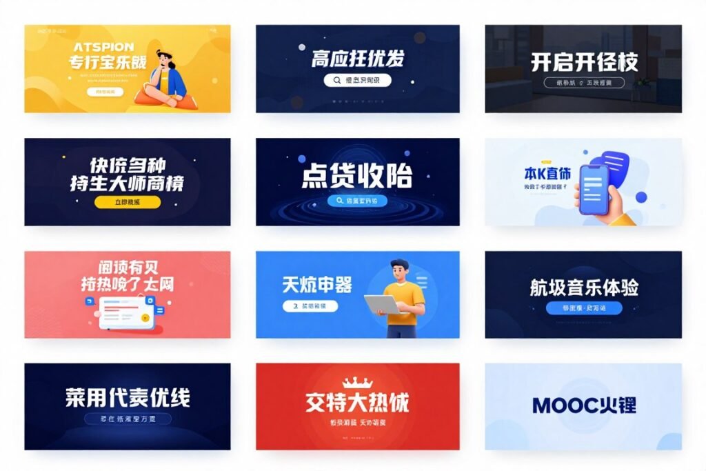 Display advertising banner examples showing creative ad designs