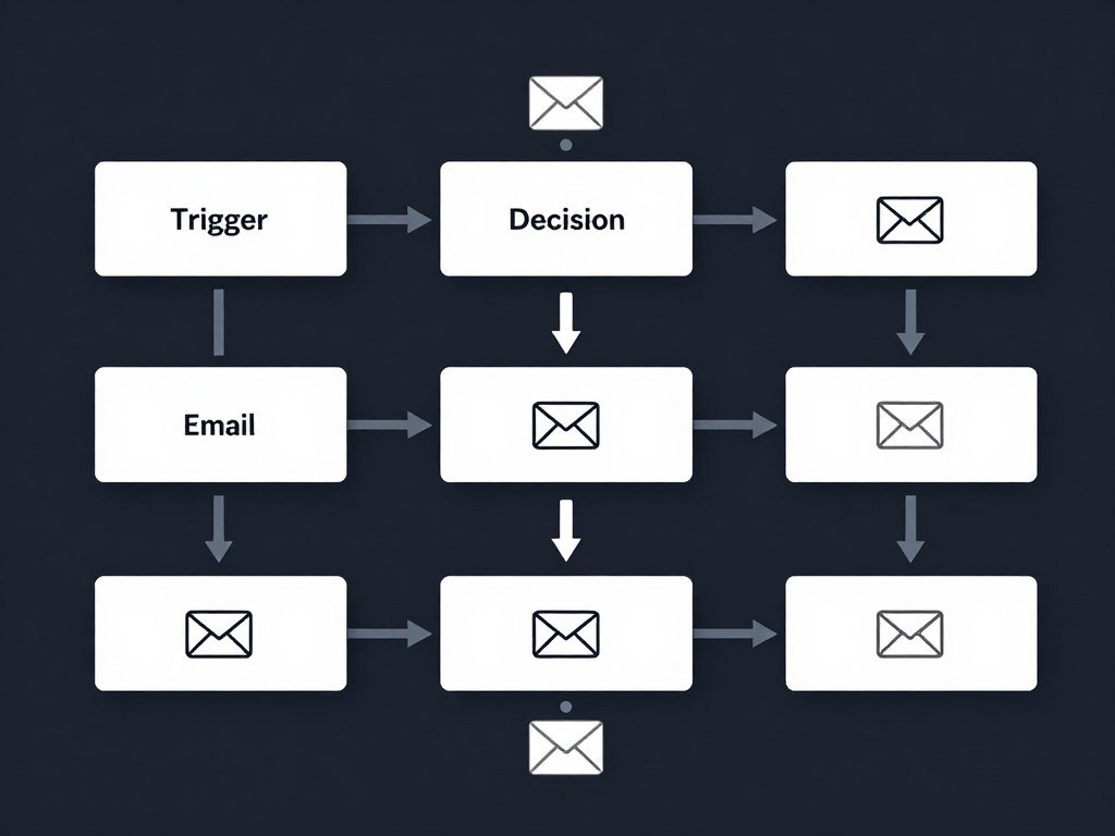 Email automation workflow diagram showing trigger-based sequences