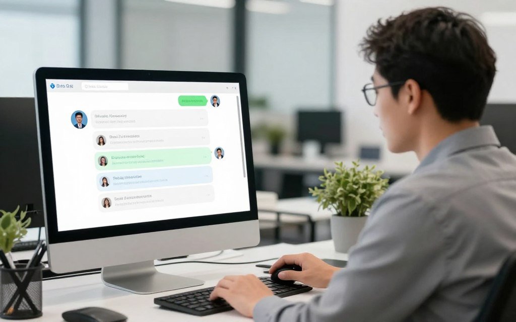 Employee using AI agent for IT support