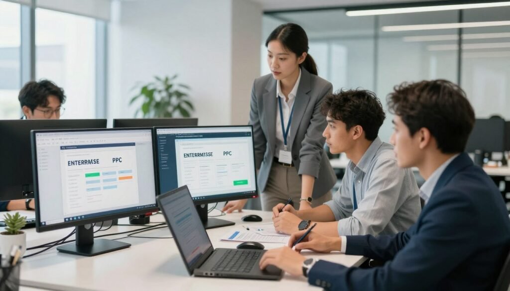 Enterprise PPC specialist team collaborating