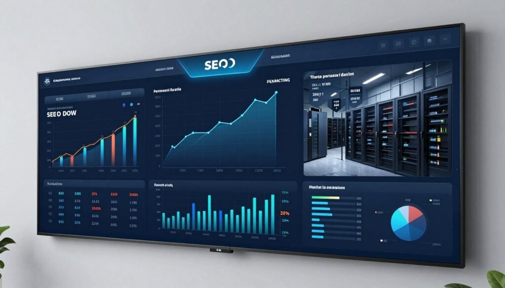 Enterprise SEO performance dashboard showing success metrics