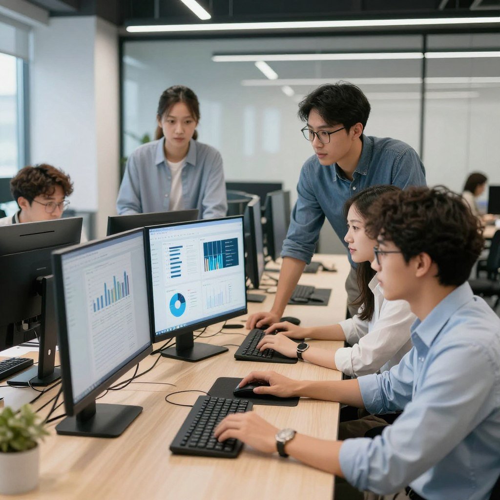 Experienced digital marketing team members collaborating