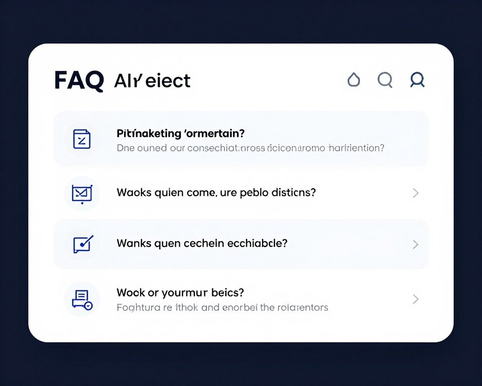 FAQ concept with questions and answers about AI marketing