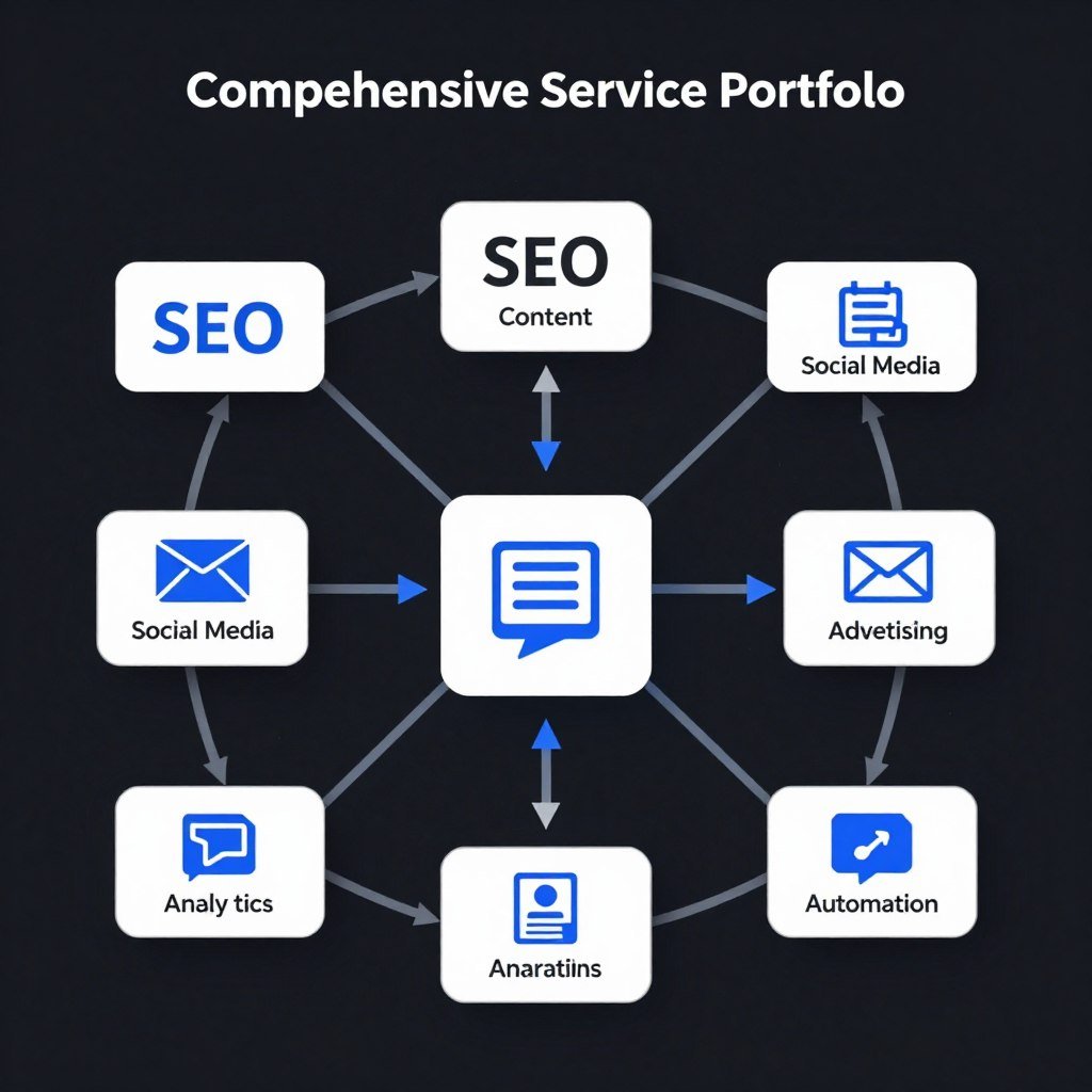 Full suite of AI marketing services visualization
