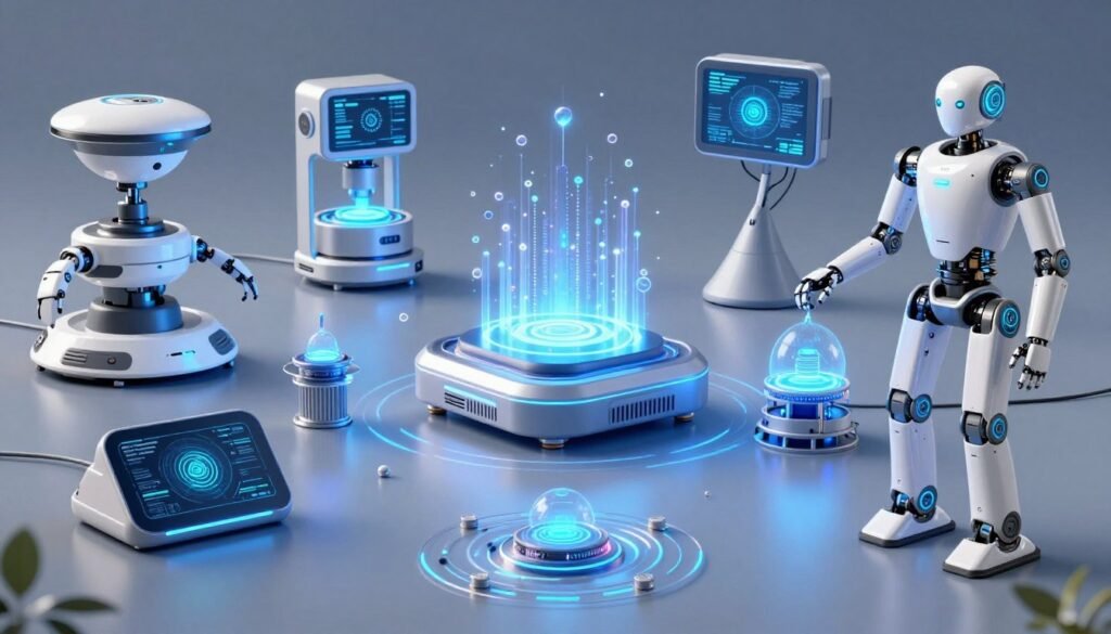 Future AI trends including generative AI, edge computing, and autonomous systems