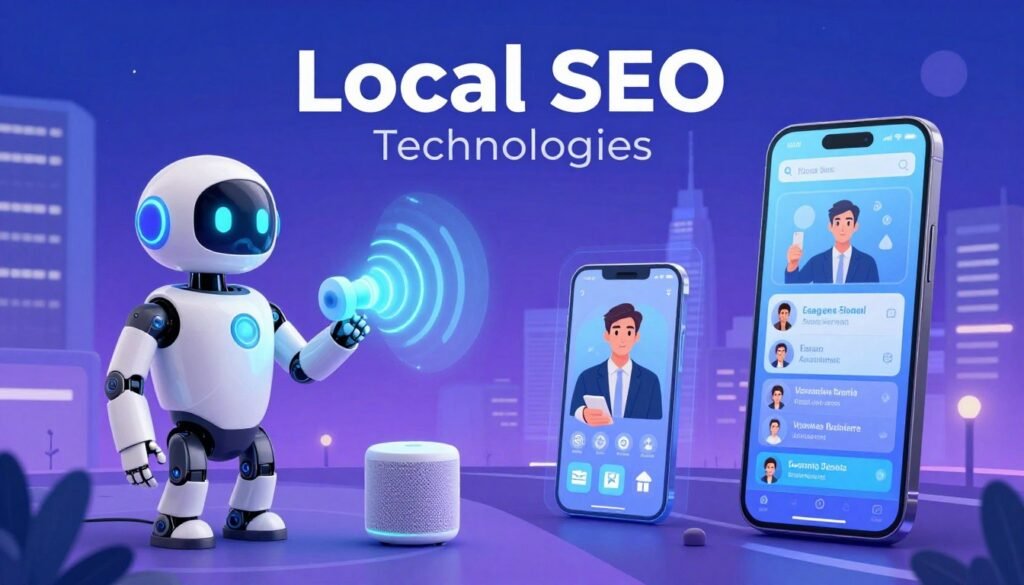 Future technology trends in local SEO including AI, voice search, and visual search