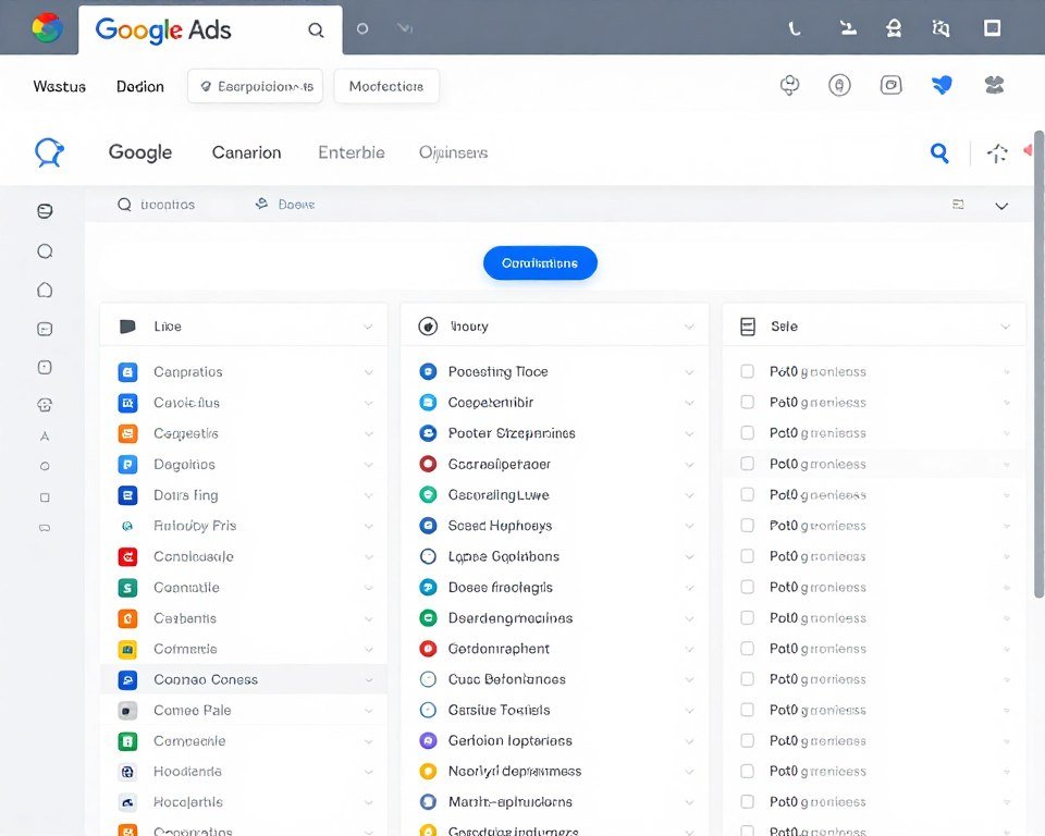 Google Ads campaign interface showing enterprise account structure