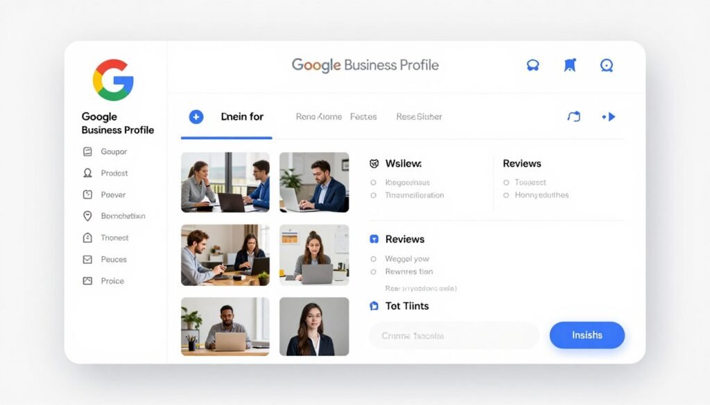 Google Business Profile dashboard showing optimization features and business information