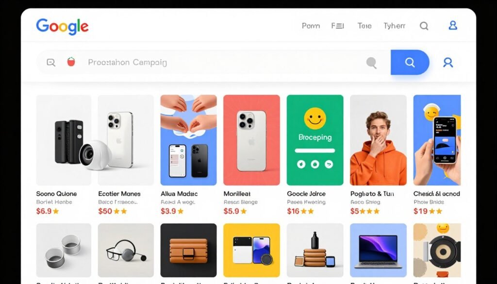 Google Shopping ads displaying products with images and prices