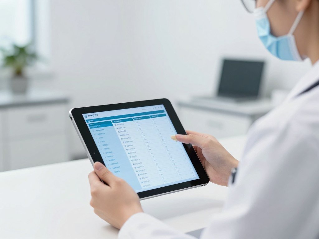 Healthcare professional using medical technology