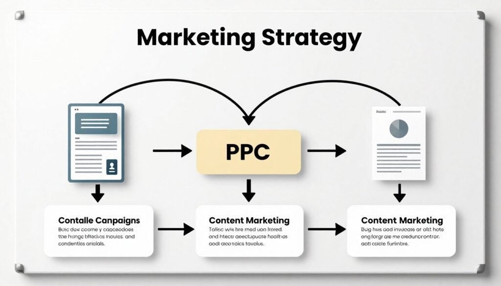 Integrated marketing strategy combining PPC with content marketing