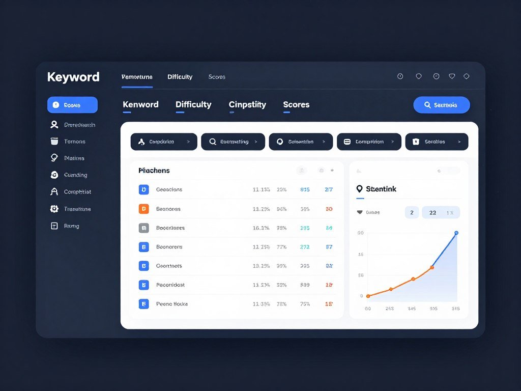 Keyword research tool showing search volume and competition data