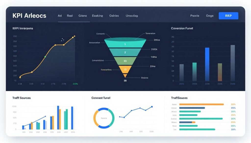Marketing analytics dashboard showing performance metrics