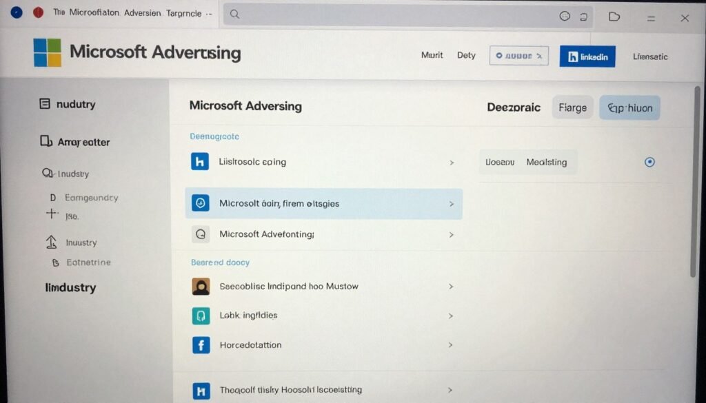 Microsoft Advertising targeting options interface showing LinkedIn integration