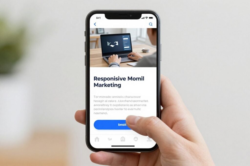 Mobile email optimization showing responsive design on smartphone