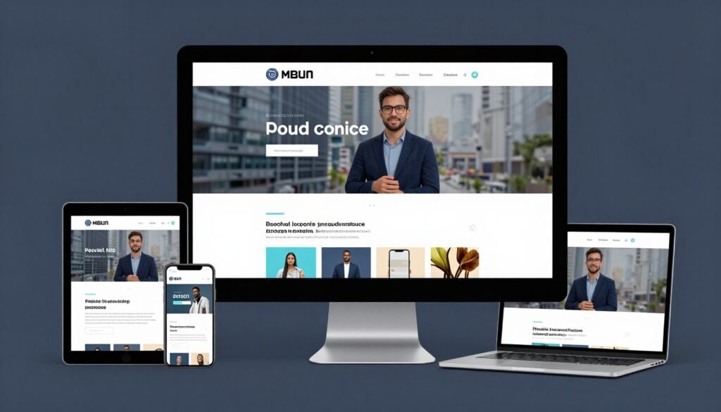 Modern website design on multiple devices showing responsive layout