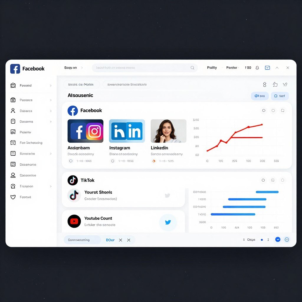 Multi-platform social media management interface with AI recommendations