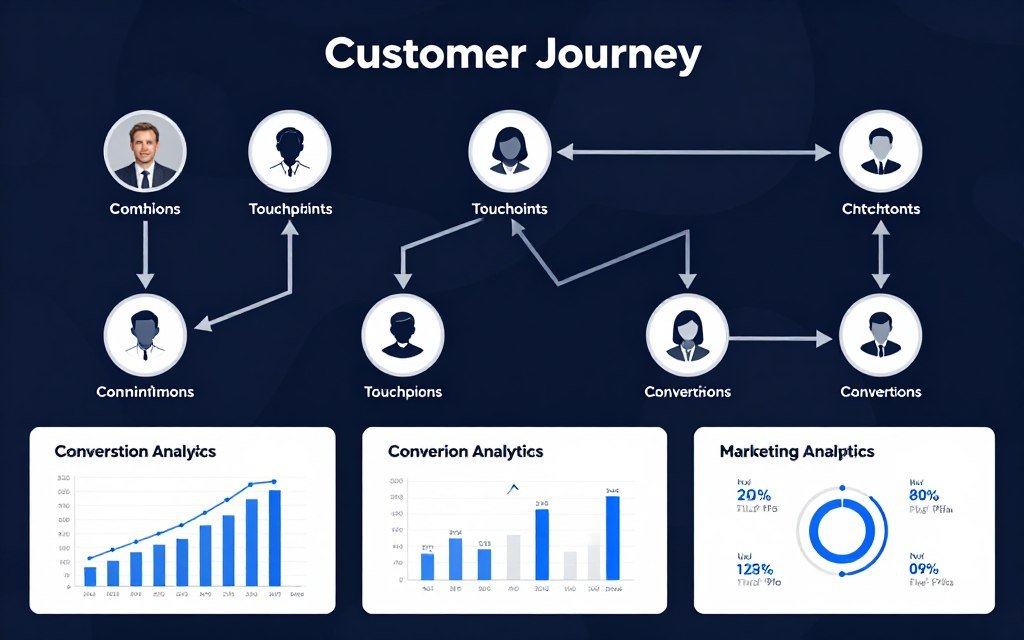 Multi-touch attribution model showing customer journey
