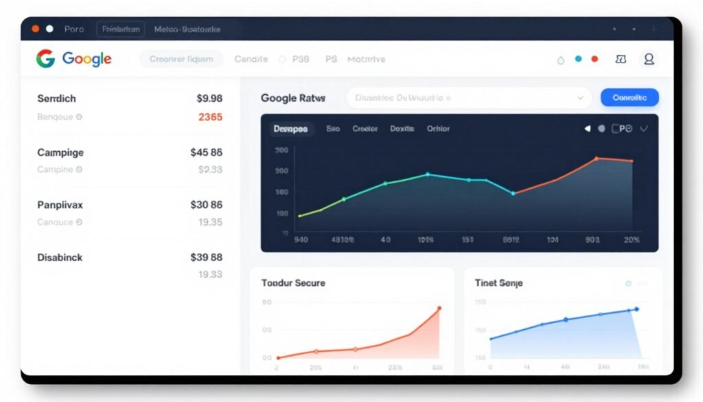 PPC campaign dashboard showing ad performance metrics and ROI