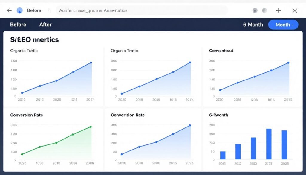 SEO audit success metrics showing traffic and ranking improvements