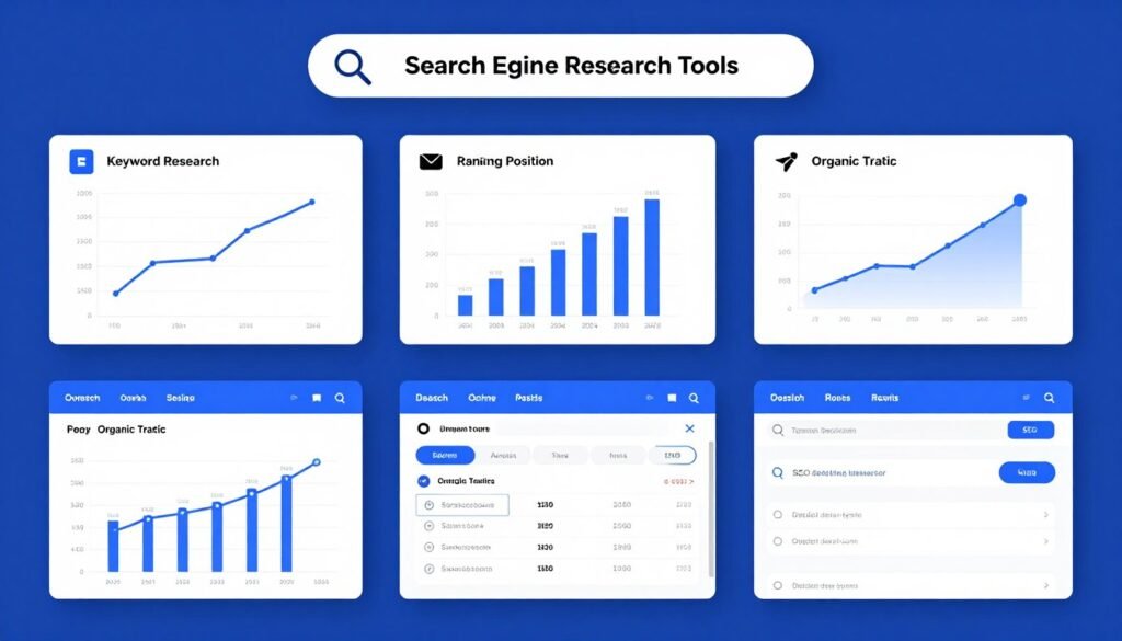SEO optimization process showing keyword research and ranking improvements