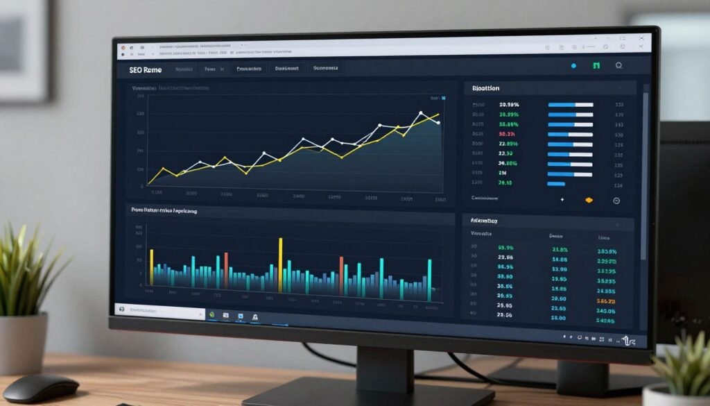 SEO performance monitoring dashboard showing real-time metrics