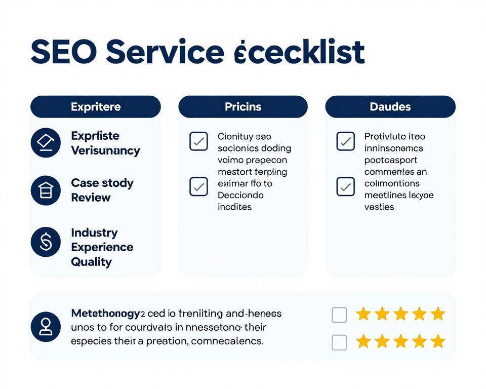 SEO provider selection criteria showing evaluation checklist