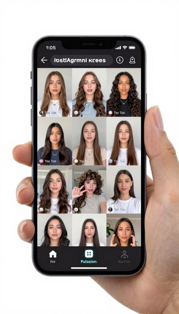 Social media video content on smartphone screen