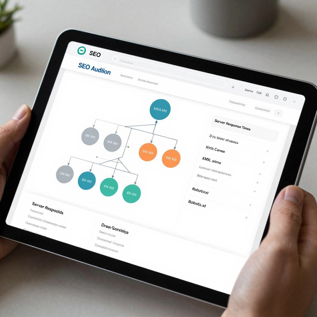 Technical SEO audit report showing site architecture and crawlability analysis