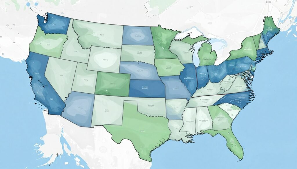 United States map showing service coverage