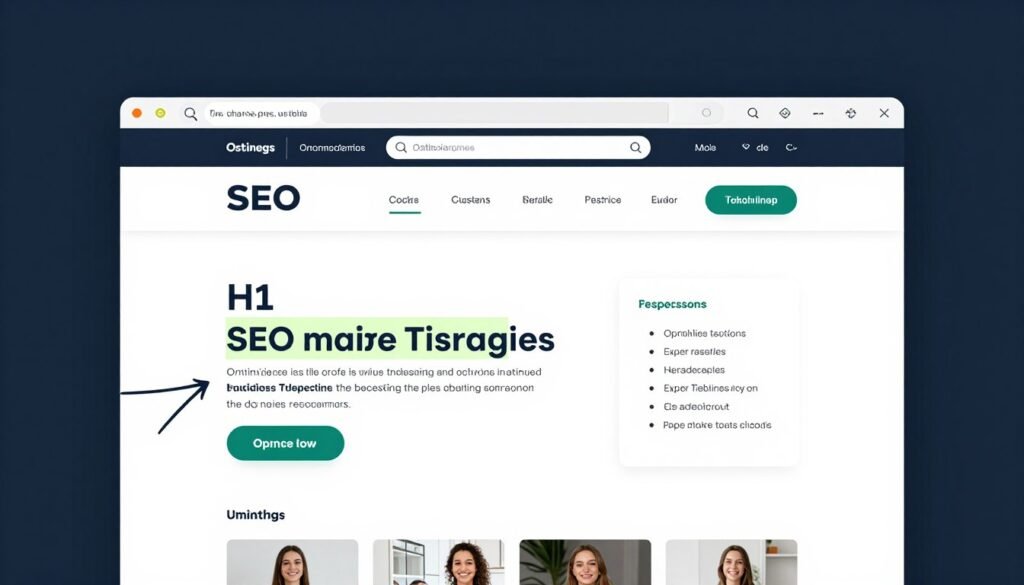 Website page showing optimized title tags and meta descriptions with local keywords