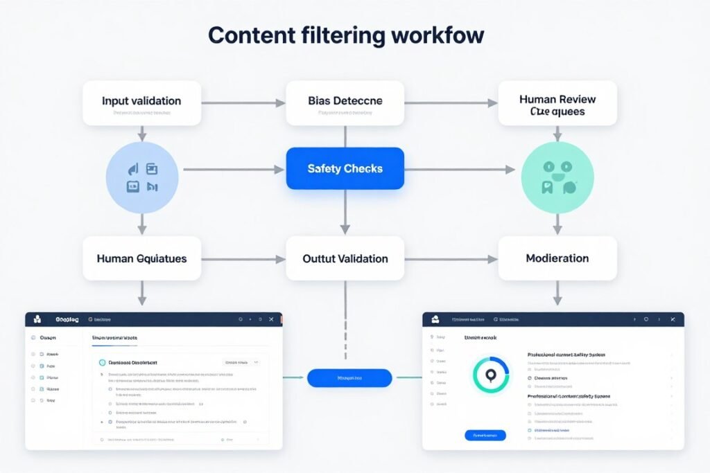 AI content filtering and safety mechanisms workflow