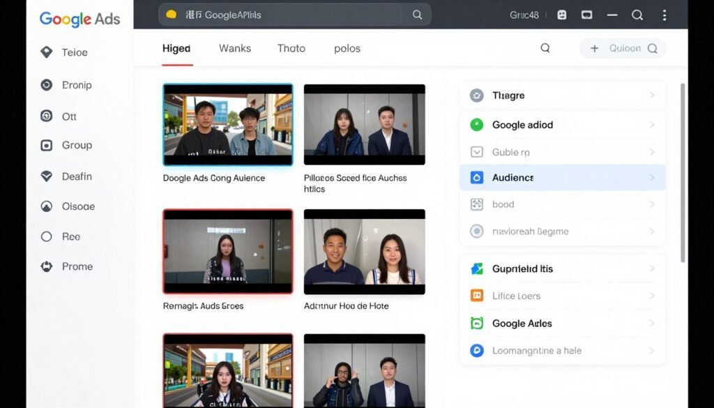 Ad group structure showing multiple video ads and targeting settings