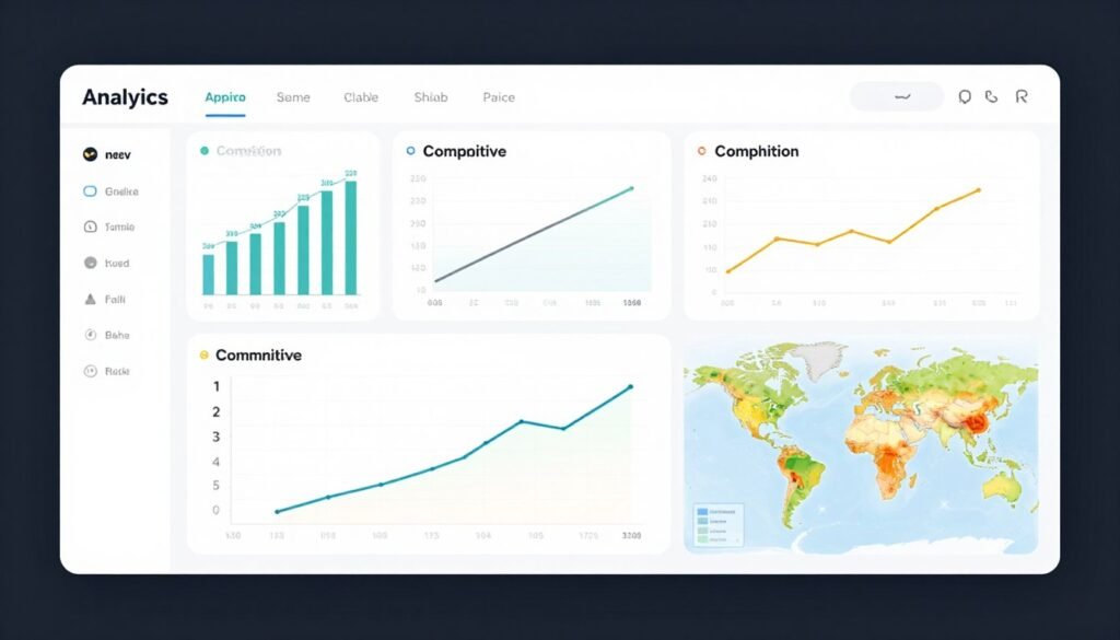 Analytics dashboard showing enterprise local search performance metrics and competitive intelligence