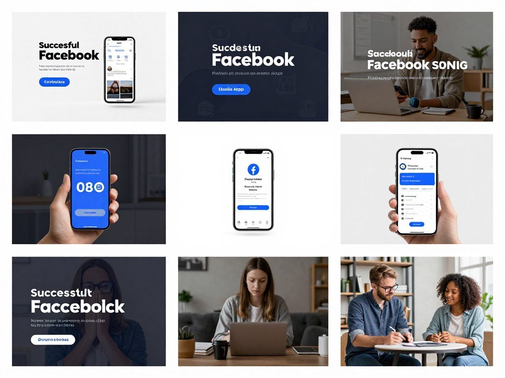 Collage showing successful Facebook advertising campaign examples across different industries and ad formats