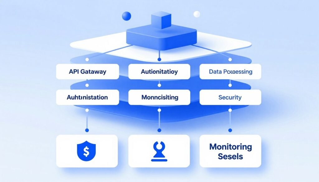 Components of AI integration system showing API layers and security features
