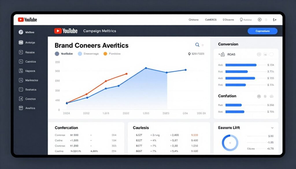 Comprehensive marketing dashboard showing YouTube campaign impact across metrics