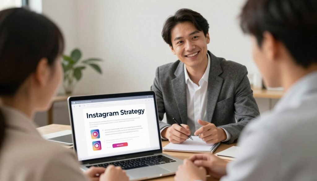 Consultant providing Instagram marketing advice to business owner
