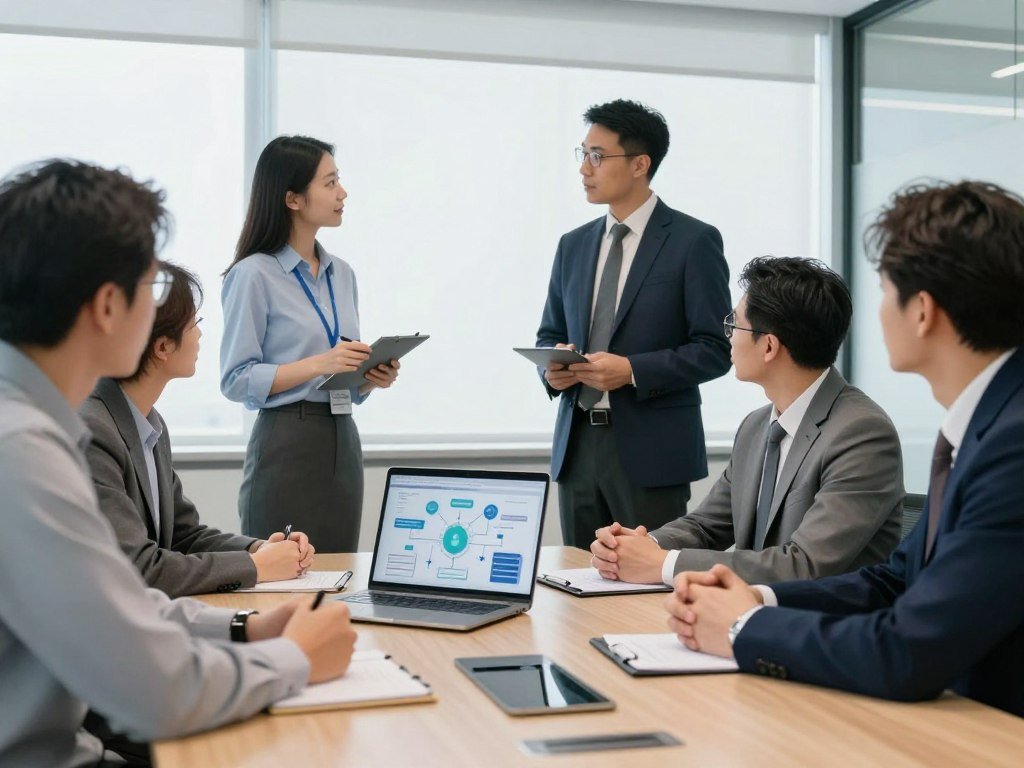 Consultation meeting between AI integration team and business stakeholders