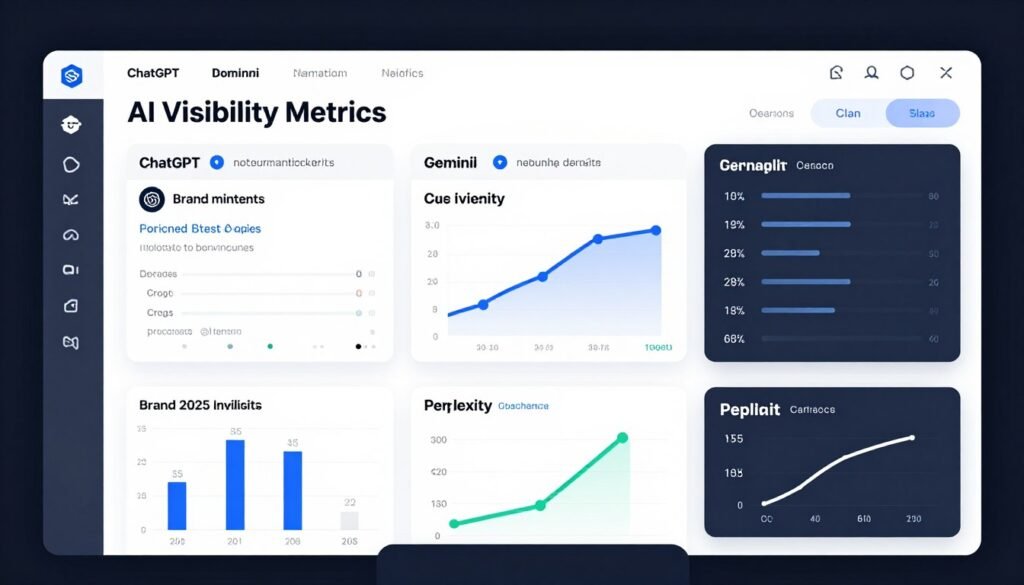 Dashboard showing AI visibility metrics across multiple platforms
